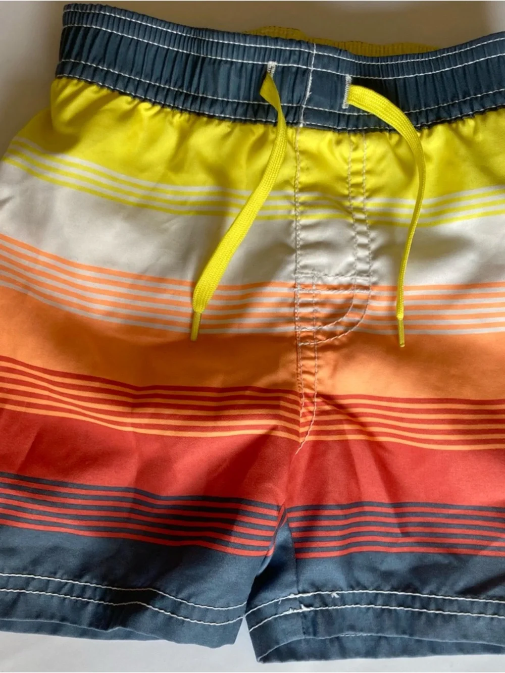 Old Navy Boy Swim Trunks Striped Pooltime Summertime Size 12-18 months, Like New